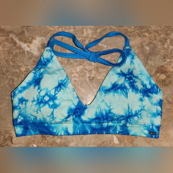 L XL XXL SDD LDD VS PINK Swim Seamless Rib Triangle Bikini Top Blue Tie Dye - Picture 4 of 8